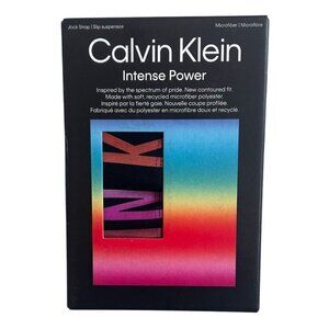 Calvin Klein Men's Pride Intense Power Microfiber White Jock Strap Rainbow XXL